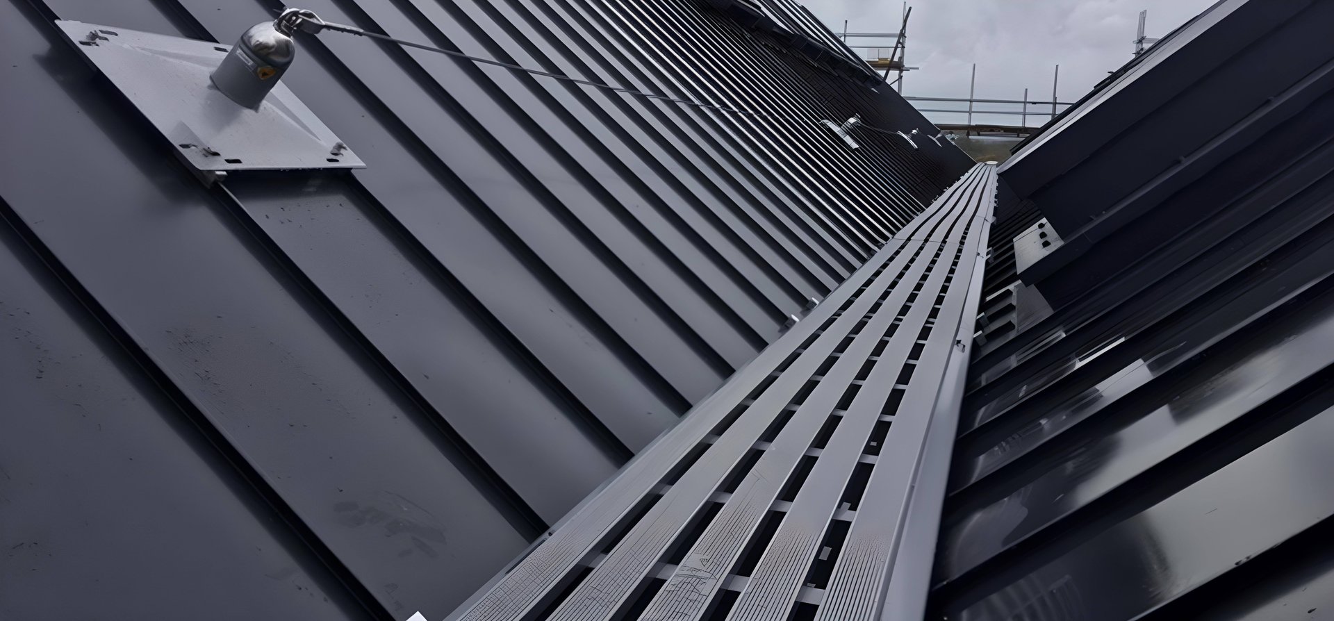 Cable safety system on metal roof